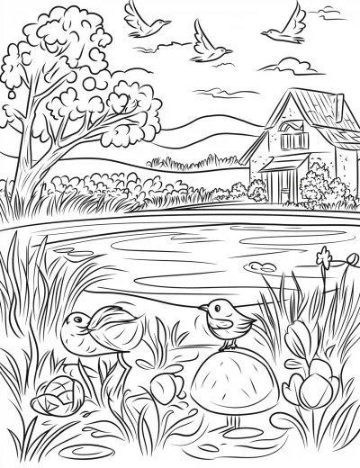 Springtime Manga Coloring Page