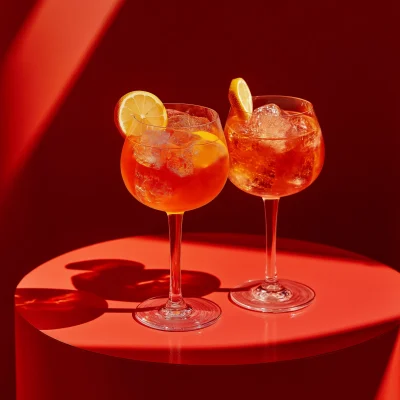 Aperol Spritz on Red Table