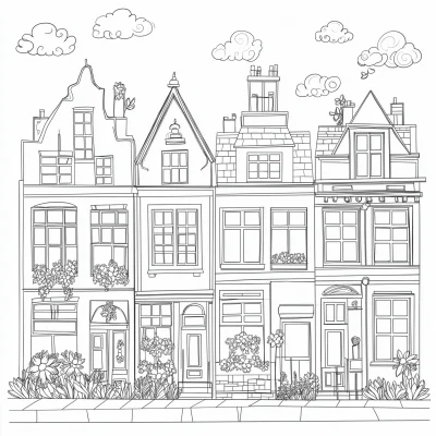 London Façades Coloring Page