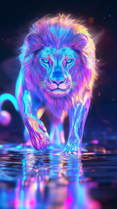 Holographic Lion Walking on Water