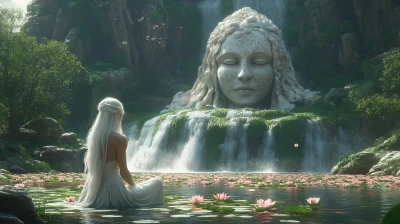 Serene Beauty by the Waterfall