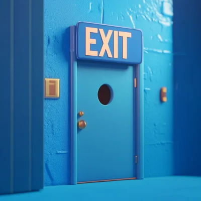 Blue Exit Sign