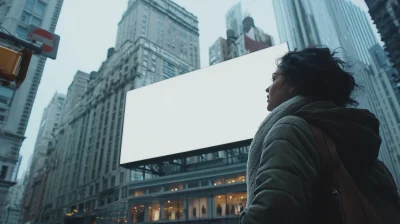 Woman Gazing at Billboard in NYC