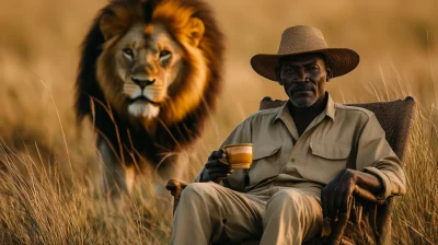 Relaxed Safari Guide Amidst Wildlife