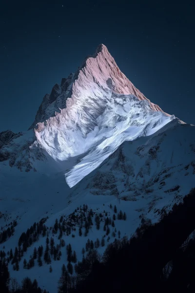 Snowy Alps with Luminous Projections