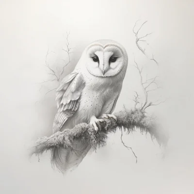 Owl on a Mossy Branch