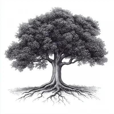 Etching of an Oak Tree