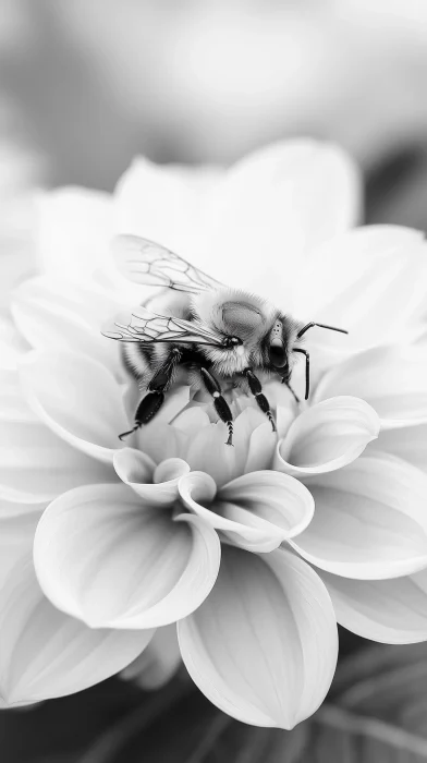 Joyful Bee on Blooming Flower