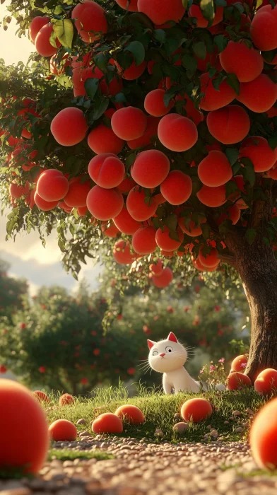 Cat Under Peach Tree