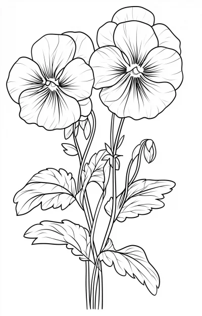 Pansy Line Art