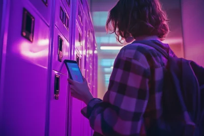 Teenager with Purple Locker