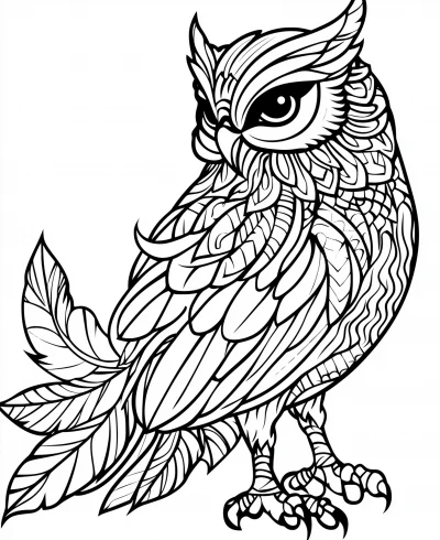 Elegant Owl Coloring Page