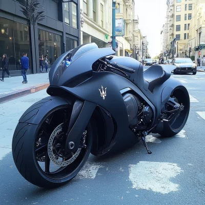 Futuristic Navy Blue Motorcycle