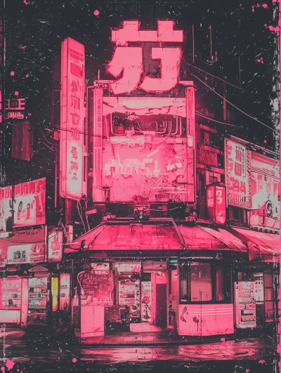 Abstract Japanese Cyberpunk Poster