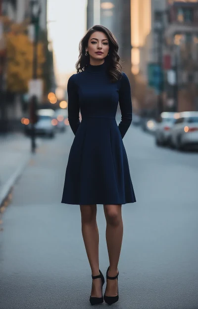 Elegant Woman in Navy Blue