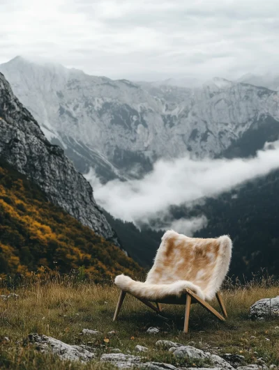 Cowhide Chair on Mountaintop