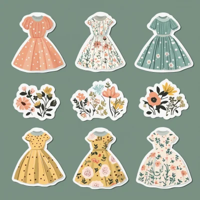 Cute Vintage Dress Stickers