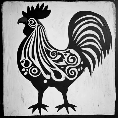 Black and White Rooster Symbol