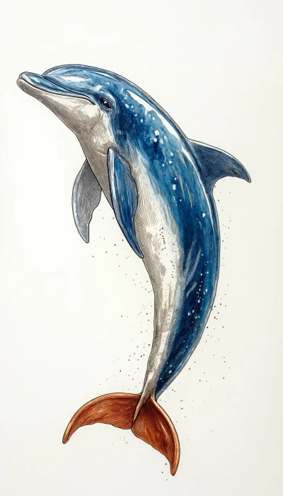 Vintage Dolphin Engraving