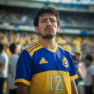 Soccer Fan in Boca Juniors Colors