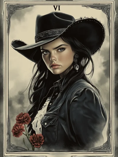 Tarot Card VI with Cowgirl