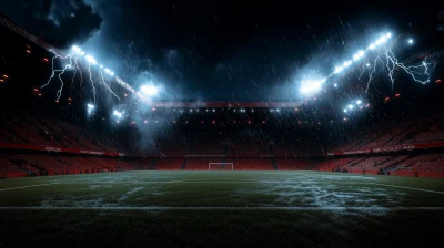 Empty Soccer Field during Hurricane