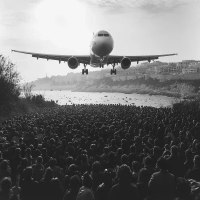 People Landing a Plane