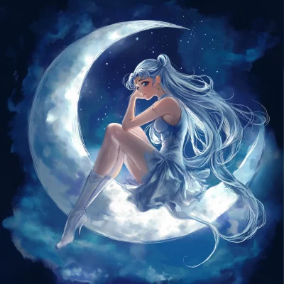 Sailor Cosmos on Crescent Moon