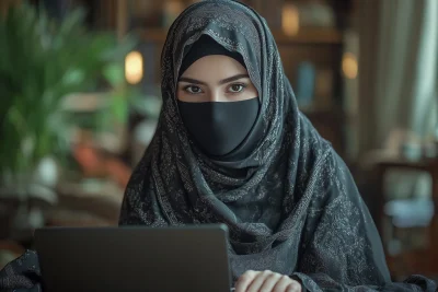 Gulf Woman with Laptop