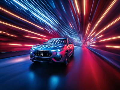 Maserati SUV in Neon Lights