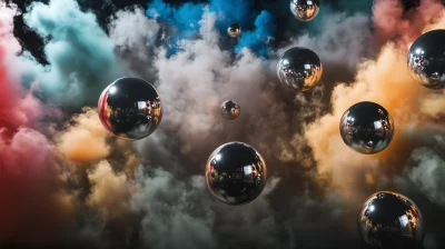 Chrome Spheres in Colorful Smoke