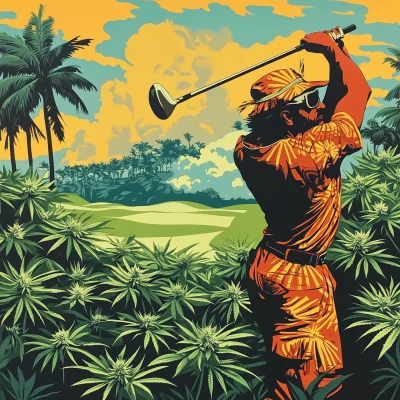 Hawaiian Golfer in Cannabis Field