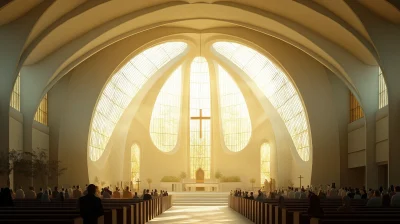 Architectural Rendering of a Modern Church