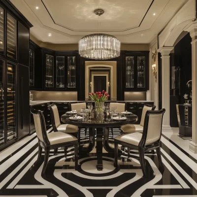 Black and White Tessellated Floor Tile