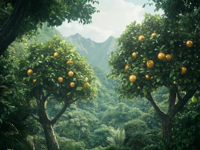 Lush Rainforest with Unique Trees