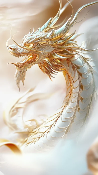 Golden Dragon in Mist