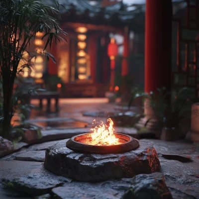 Campfire at Chinese Temple