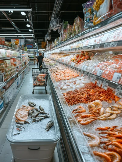 Seafood Aisle in Supermarket