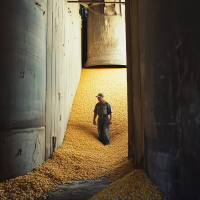 Grain Silo with Worker