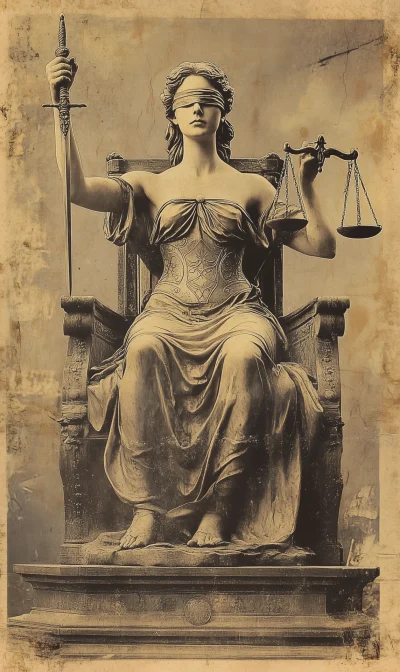 Vintage Lady Justice Tarot Card