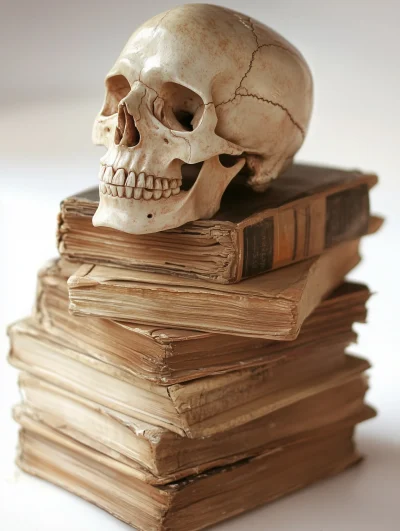 Books and Skull