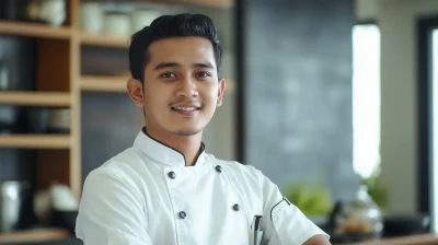 Young Indonesian Chef in Kitchen