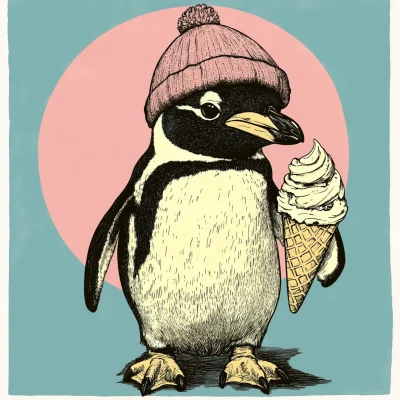 Penguin with Ice Cream