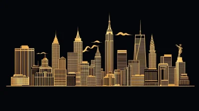 New York City Gold Outline