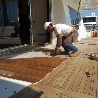 Installing Teak Parquet on Yacht