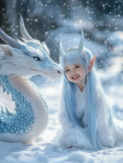 Enchanting Elf and Dragon