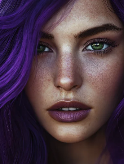 Emerald Eyes and Purple Hair