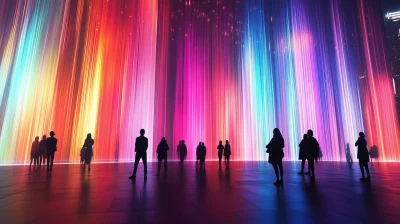 Colorful Silhouettes Against LED Wall