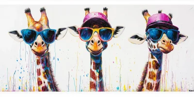 Giraffes in Sunglasses and Hats