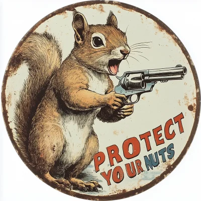 Squirrel Holding Revolver Logo